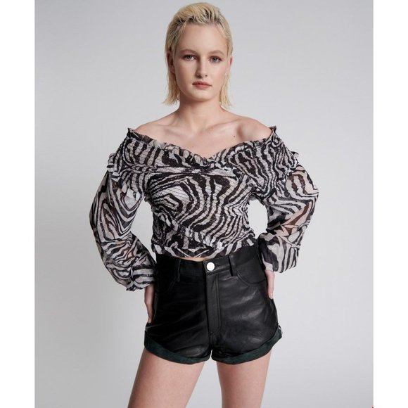 One Teaspoon Wanderer Leather High Waist Bandits Shorts in Black 31 - Picture 13 of 13